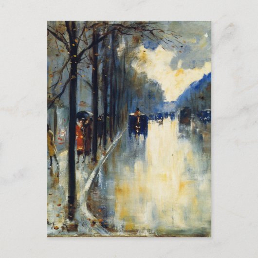 Berlin Street in Late Herfst, fijn kunstschilderij Briefkaart (Voorkant)