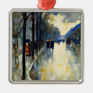 Berlin Street in Late Herfst,  schilderij, Metalen Ornament