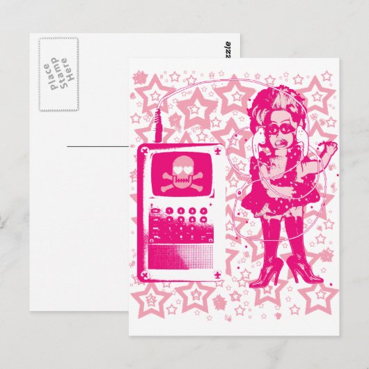 Berlin-Techno-Tusii doll pink Briefkaart (Voorkant / Achterkant)