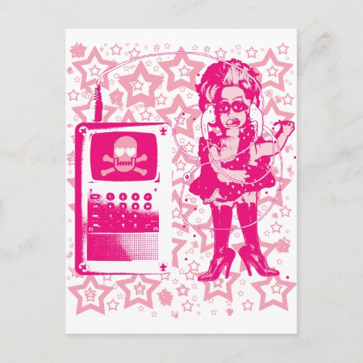 Berlin-Techno-Tusii doll pink Briefkaart (Voorkant)