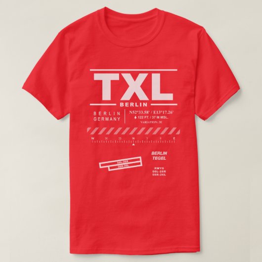 Berlin Tegel Airport TXL T-shirt (Design voorkant)