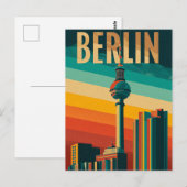 Berlin TV Tower retro Briefkaart (Voorkant / Achterkant)