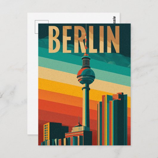 Berlin TV Tower retro Briefkaart (Voorkant / Achterkant)