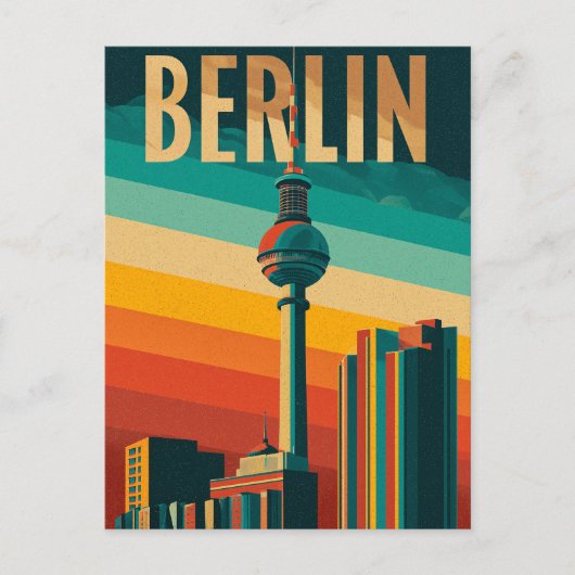Berlin TV Tower retro Briefkaart (Voorkant)