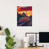 Berlin Twilight: Skyline Symfonie in Paarse tinten Poster (Thuiskantoor)