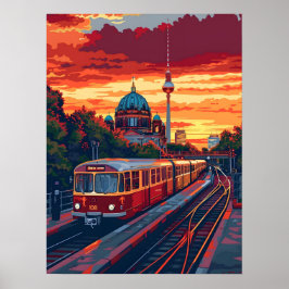 Berlin Twilight: Skyline Symfonie in Paarse tinten Poster