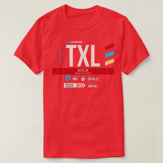 Berlin TXL Airport Code Bagage Label 1 T-shirt (Design voorkant)