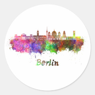 Berlin V2 skyline in watercolor Ronde Sticker