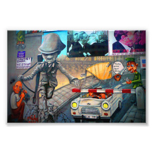 Berlin Wall Graffiti Artwork Street Art Duitsland Foto Afdruk