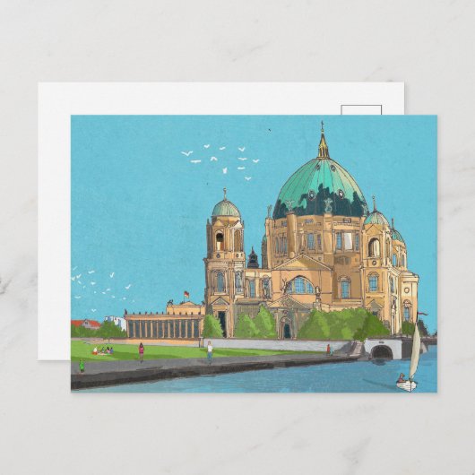 Berliner Dom Germany Whimsical Illustration Briefkaart (Voorkant / Achterkant)