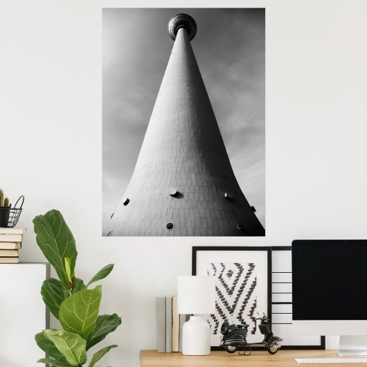 Berliner Fernsehturm Schwarz Weiß Poster (Thuiskantoor)