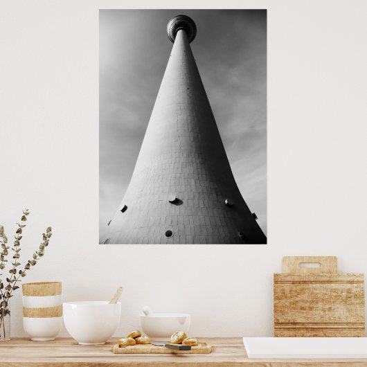 Berliner Fernsehturm Schwarz Weiß Poster (Keuken)