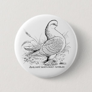Berliner Pigeon Black en White Ronde Button 5,7 Cm