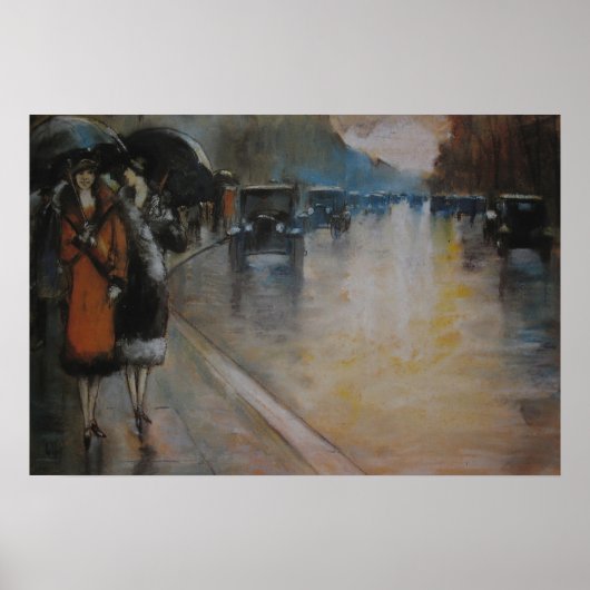 Berliner Straße im Regen Poster (Voorkant)