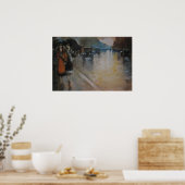 Berliner Straße im Regen Poster (Keuken)