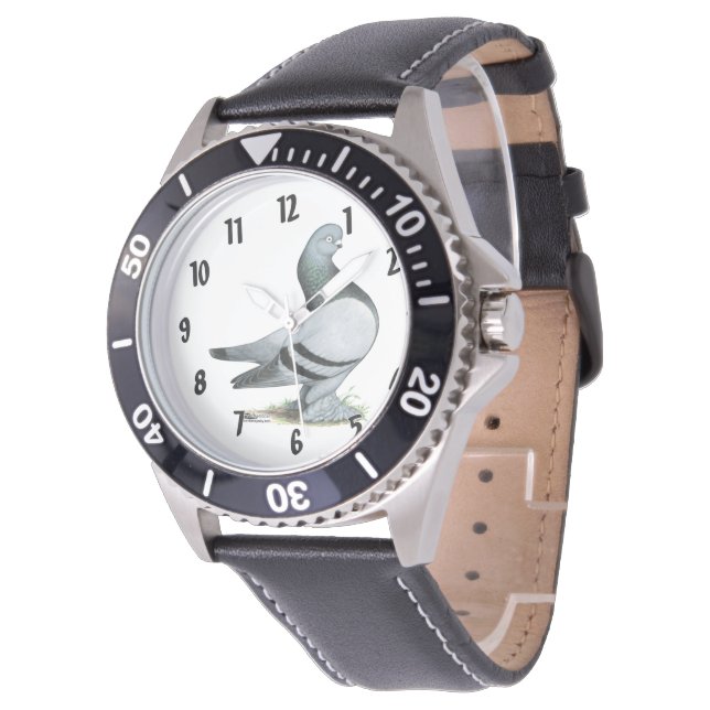 Berliner Tumbler Pigeon Blue Bar Horloge (Gekanteld)