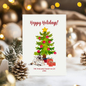 Berman Cat Family Kerstmis Feestdagenkaart