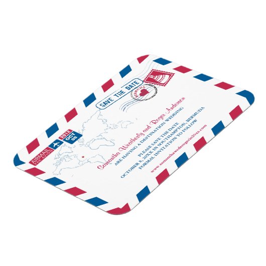 Bermuda Air Mail Bruiloft Bewaar de datum sz 3x4 Magneet (Linkerzijde)