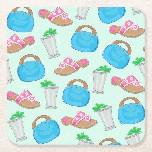 Bermuda Bag Sandals Mint Julep Preppy Kartonnen Onderzetters (Voorkant)