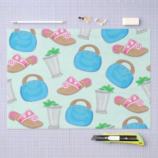 Bermuda Bag Sandals Mint Julep Preppy Tissuepapier (Craft)