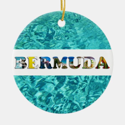 Bermuda Beach Blue Ocean Travel Photos Kerstmis Keramisch Ornament (Voorkant)