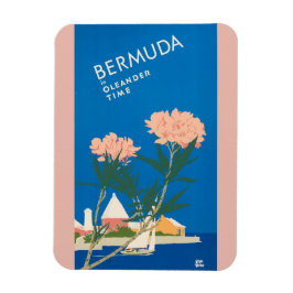 Bermuda Beach Flowers Retro Vintage Travel Poster Magneet