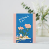 Bermuda Beach Retro Vintage Travel Poster Briefkaart (Staand voorkant)