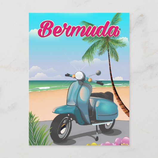 Bermuda Beach Scooter-reisposter Briefkaart (Voorkant)
