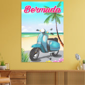 Bermuda Beach Scooter-reisposter Canvas Afdruk (Insitu (Woonkamer))