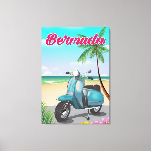 Bermuda Beach Scooter-reisposter Canvas Afdruk