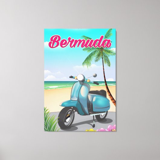 Bermuda Beach Scooter-reisposter Canvas Afdruk (Voorkant)