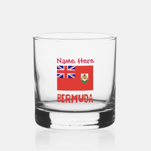 Bermuda Bermudiaanse Vlag Rood Gepersonaliseerde N Whisky Glas (Voorkant)
