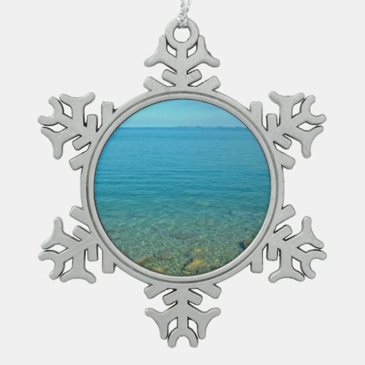 Bermuda Blue Green Waters Tin Sneeuwvlok Ornament (Voorkant)