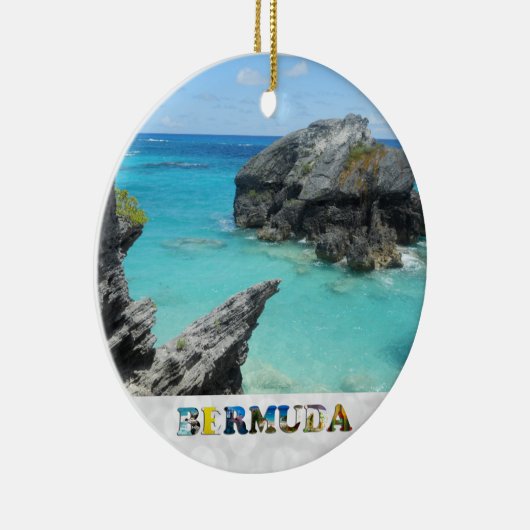 Bermuda Blue Ocean Rocky Beach Foto van Kerstmis Keramisch Ornament (Rechts)
