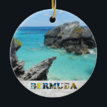 Bermuda Blue Ocean Rocky Beach Foto van Kerstmis Keramisch Ornament<br><div class="desc">Toon je liefde voor het land Bermuda dit vakantieseizoen met dit feestelijke kerstornament met een foto van een prachtig rotsachtig strand in de blauwe oceaan van Bermuda!</div>