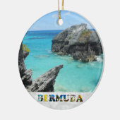 Bermuda Blue Ocean Rocky Beach Foto van Kerstmis Keramisch Ornament (Links)
