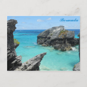 Bermuda Blue Ocean Rocky Beach Travel Foto Briefkaart