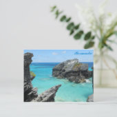 Bermuda Blue Ocean Rocky Beach Travel Foto Briefkaart (Staand voorkant)