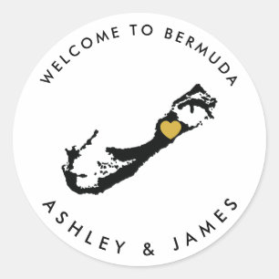 Bermuda Bruiloft Welkom Sticker voor Doos, Tas
