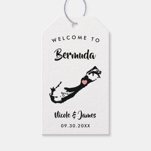 Bermuda bruiloft welkomsttas Labels, eilandkaart Cadeaulabel (Voorkant)