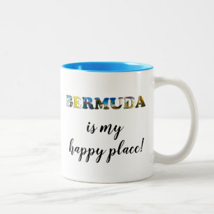 Bermuda de bal is mijn gelukkige plek tweekleurige koffiemok