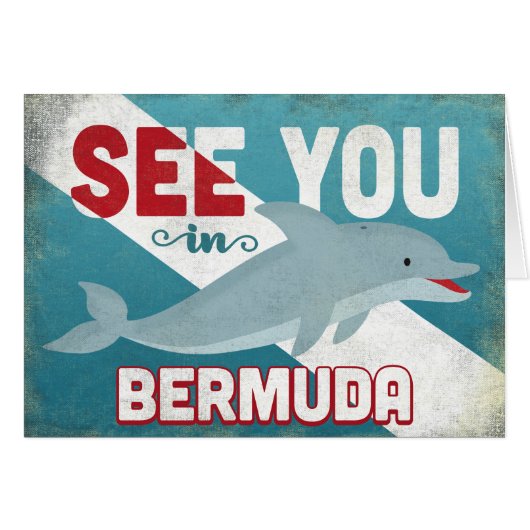Bermuda Dolphin - Retro Vintage Travel (Voorkant Horizontaal)