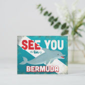 Bermuda Dolphin - Retro Vintage Travel Briefkaart (Staand voorkant)