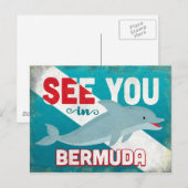 Bermuda Dolphin - Retro Vintage Travel Briefkaart (Voorkant / Achterkant)