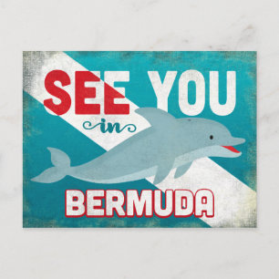 Bermuda Dolphin - Retro Vintage Travel Briefkaart