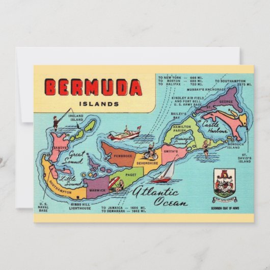Bermuda Eiland 5x7 Kaart Ansichtkaart (Voorkant)