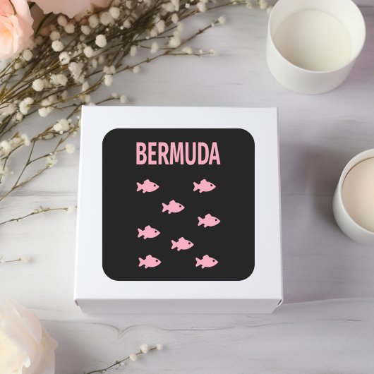 Bermuda Fish School Dark Color Vierkante Sticker