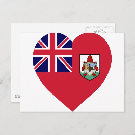 Bermuda Flag Heart Briefkaart (Voorkant / Achterkant)