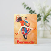 Bermuda, gelukkig stel op motorfiets rijden briefkaart (Staand voorkant)