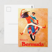Bermuda, gelukkig stel op motorfiets rijden briefkaart (Voorkant / Achterkant)